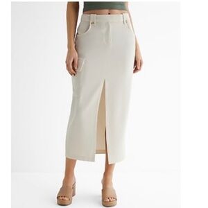 Express Cream Midi Skirt